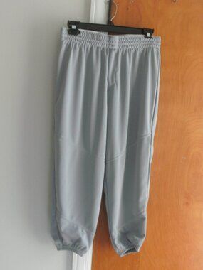 A4 Gray Pull On Elastic Waist Drawstring Baseball Pants Back Pocket Polyester XL